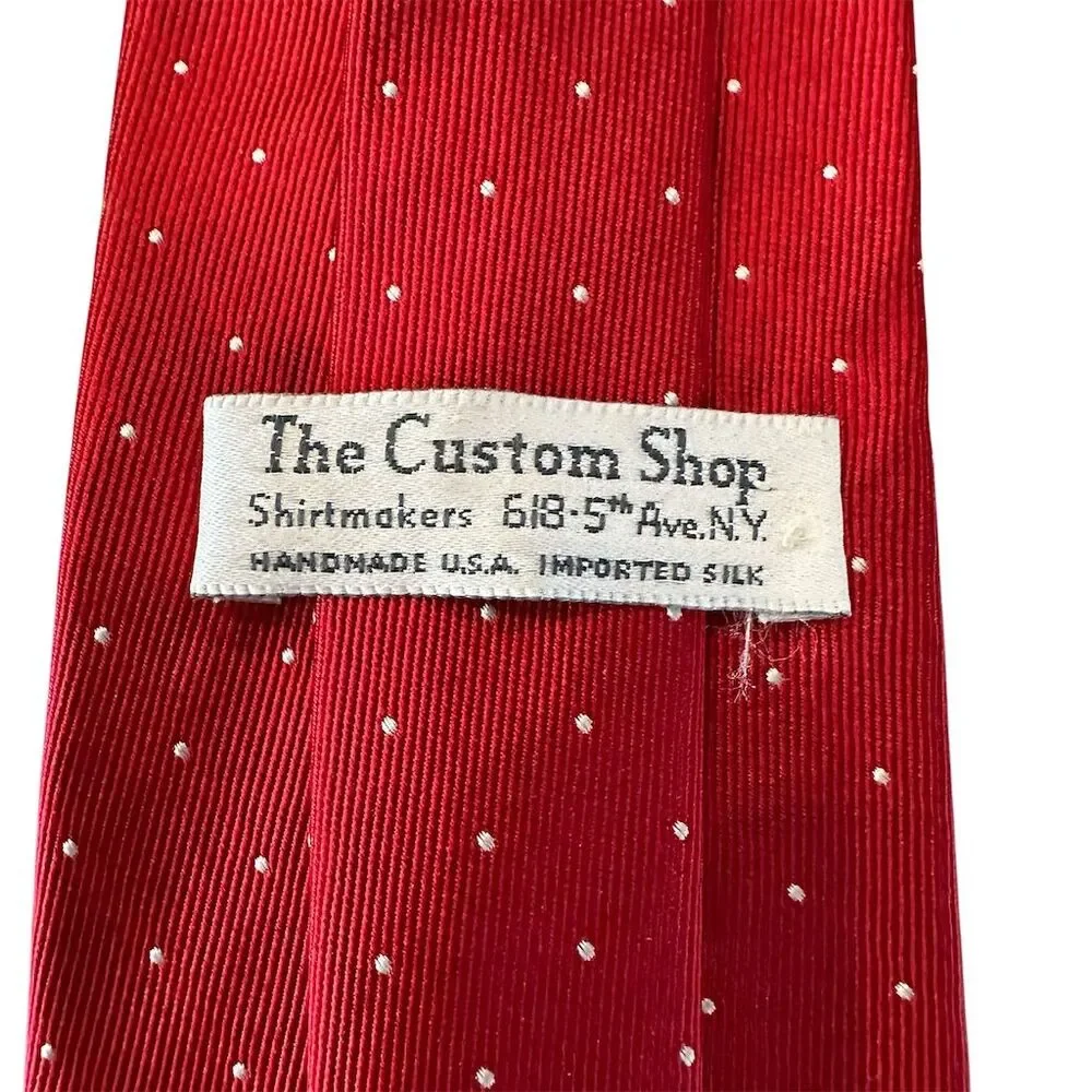 Vintage The Custom Shop Men's Red Silk Polka Dot power Tie Classic‎ 56” long. - Picture 3 of 5